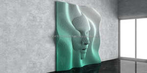 Modern Home Art Deco Style Wall Decor Set 50 Archivos CNC de madera ondulada Diseños digitales Face Waves para colgar para cumpleaños - Product Image 4