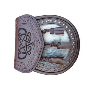 Bolso de mano semivestimentario para hombre, estilo kilt escocés, de cuero, con borlas, en varios colores, ¡gran oferta! - Product Image 4