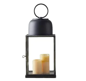 Матовый черный декоративный фонарь с верхней чашей
