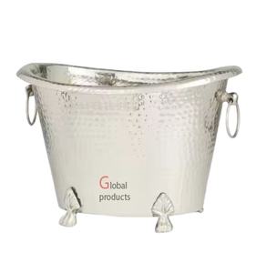 Seau à glace de conception martelé de finition argentée avec le refroidisseur de vin de poignée pour le mariage de partie - Product Image 1