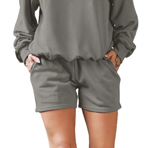 Shorts pour femmes de haute qualité, respirants, à taille haute, avec cordon élastique, doux, extensibles, sportifs, séchage rapide, 100% coton, couleur foncée - Product Image 1