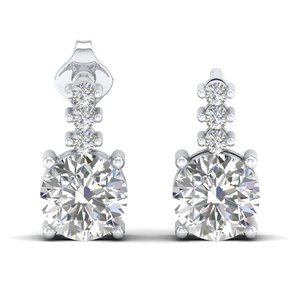 REYES - Pendientes de Diamantes Cultivados en Laboratorio CVD HPHT de Corte Redondo de 0.74 Quilates, Precio de Fábrica, Plata de Ley 925, Joyería de Boda - Product Image 2