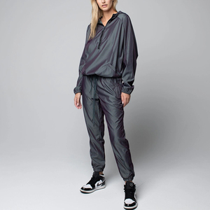 Wholesale Winter Plus Size Solid 100% Cotton <b>Distressed</b> Fleece Zip Hoodie Men Tracksuit Joggers Set - Product Image 5