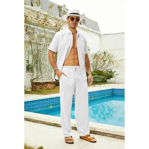 2025 hommes été coton lin plage cordon pantalon décontracté Yoga pantalon - Product Image 2