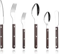 Ensemble de couverts d'appoint exclusif en acier inoxydable écologique avec manche en bois pour chefs, hôtes et gourmets