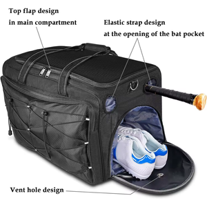 Sac de sport extra large pour équipement de baseball Lamatex, compartiment à chaussures, multi-poches, imperméable, modèle LS-1023 pour l'entraînement - Product Image 3
