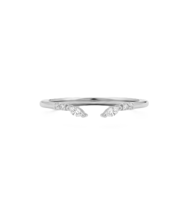 Fine IGI Certified Round Marquise Lab Created Diamond Open Cuff Leaf Diamond Ring 14K 18K Solid Gold Design Open Adjustable Ring - Product Image 3