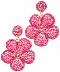 Boucles d'oreilles brodées pour femmes, style de mode unique, perles, point de croix et broderie, artisanat haut de gamme - Product Image 1