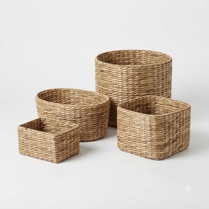 Panier de rangement tissé naturellement, fait main, écologique, pour le rangement et la décoration de la maison, panier à linge. - Product Image 5