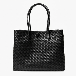 Premium Woven Plastic Tote Bag Handmade Recycled Shoulder Handbag Eco Friendly Beach <b>Basket</b> Shopping Purse For Women Boutique - Product Image 3