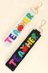 Porte-clés personnalisé léger et tendance en perles de verre de qualité supérieure, forme rectangulaire, avec crochet métallique fait main, breloque de sac, cadeau Bobo - Product Image 1