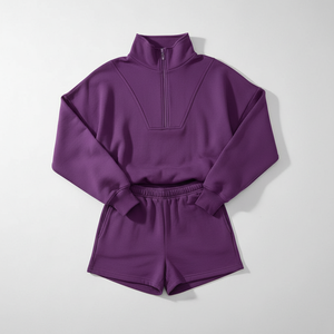 Ensemble de survêtement tendance pour femmes, sweat-shirt et short en molleton, style streetwear - Product Image 4