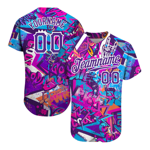 Vaporwave City <b>Landscape</b> Graphic Sublimation Baseball Fan Jerseys 100% Polyester Mesh Fabric Button Down Top Quality Shirts - Product Image 1