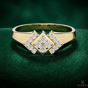 9K 10K 14K 18K Gold Round Diamond Cluster <b>Ring</b> for Women | Round Shape <b>CZ</b> Statement <b>Ring</b> | Luxury Fine Jewelry - Product Image 1
