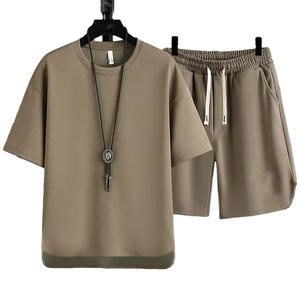 Ensemble pull-over homme en polyester/coton - T-shirt à manches courtes et short de qualité supérieure, coupe classique - Grande taille, respirant et léger pour l'été - Product Image 4