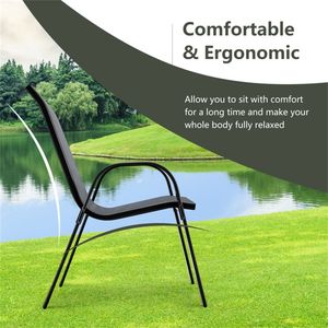 <b>Stackable</b> Patio Dining <b>Chairs</b> 2-Pack Ergonomic Gray Steel Frame Breathable Fabric <b>Outdoor</b> <b>Chairs</b> 330 LBS Capacity - Product Image 5