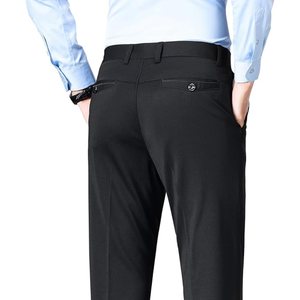 Men's Regular Fit Dress Pants Casual Business Flat Front Wrinkle-Free Breathable Comfort <b>Stretch</b> Polyester Spandex - Product Image 3