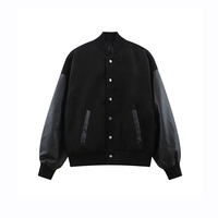 Veste universitaire en toile à prix d'usine abordable, vente en gros, commande en gros, unisexe, à capuche, streetwear d'hiver, patchwork, motif dessin animé géométrique, col montant