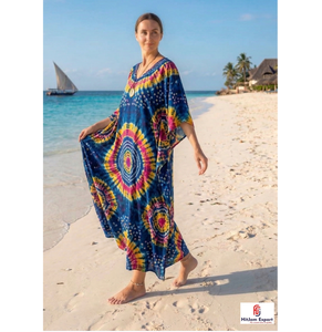 Printed <b>Kaftan</b> Dress Women Loose Fit Beach Cover Up Soft Fabric <b>Summer</b> Wear Elegant Style Bulk Manufacturing Wholesale Supply - Product Image 1