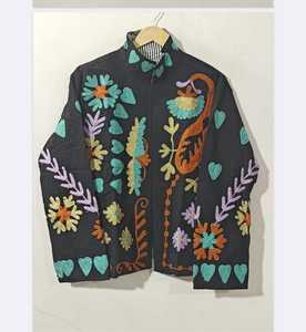 Chaqueta Bordada Suzani de Algodón Hecha a Mano para Mujer, Ropa Bohemia para Festivales, Prendas de Exterior Artesanales de Boutique, Venta al Por Mayor - Product Image 2