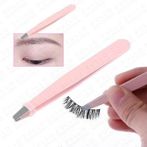 Ensemble de 3 pinces à épiler pour sourcils avec logo personnalisé, en acier inoxydable, pointe inclinée, rose, bleu, vert, kit d'outils de beauté et de maquillage - Product Image 6