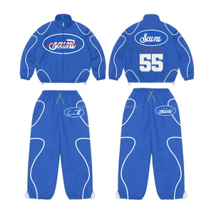 ชุดเซ็ตเสื้อฮู้ดครอปพิมพ์ลายทั้งตัวแบบฟอกสีซีดสไตล์วินเทจ ประดับคริสตัล พร้อมกางเกงขายาวทรงบาน ชุดวอร์มลำลองสำหรับผู้ชาย - Product Image 1