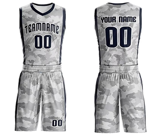 Ensemble d'uniformes de basketball personnalisés camouflage pour entraîneur, sublimés, col en V, sans manches, en tissu tricoté respirant, polyester, unisexe adulte - Product Image 3