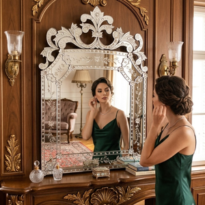 Miroir mural baroque vénitien de luxe | Miroir décoratif en verre de style antique avec cadre orné pour la décoration intérieure de la pièce, de l'hôtel et de la maison - Product Image 4