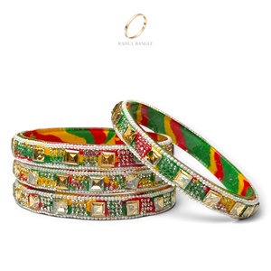 Bracelets de mariée kashmiriens en verre borosilicate multicolore, plaqués or de luxe avec pierres de zircon, design tendance pour femmes - Vente en gros à l'exportation - Product Image 1