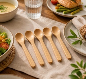 Eco Friendly Natural Wooden <b>Spoon</b> Fork Cutlery Set Rice Soup Ice Cream Wood Soup <b>Serving</b> <b>Spoons</b> - Product Image 6