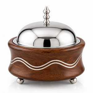 Mother of Pearl Inlay Wooden Hot <b>Pot</b> Casserole Hammered <b>Tagine</b> Lid Stand Insulated Thermal Food Warmer Serving Dish - Product Image 3