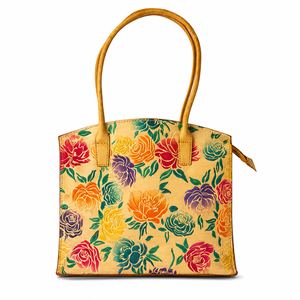 Premium Leather Tote Bag for Women Hand Painted Floral Design <b>Shoulder</b> Purse Daily Use Fashion Handbag - Product Image 1