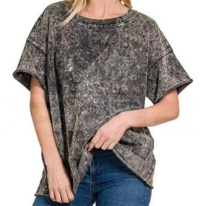 Camisetas de Mujer con Lavado Ácido, Corte Holgado, 100% Algodón, Secado Rápido, Transpirables, Alta Calidad, Proveedor Mayorista de Pakistán - Product Image 6