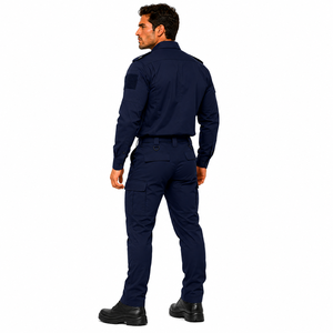 Conjunto de Uniforme de Guardia de Seguridad para Hombre, Camisa de Manga Larga, Pantalones Cargo, Azul Marino Sólido, Ropa de Trabajo Profesional, Uniforme para Todas las Temporadas - Product Image 6