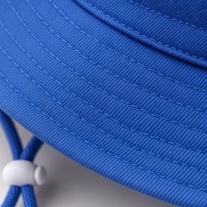 หมวกบูนี่สีน้ำเงินรอยัลสำหรับผู้ชาย ปักตัวอักษร ปีกกว้าง ผ้าฝ้าย สำหรับกิจกรรมกลางแจ้ง ตกปลา ซาฟารี ป้องกันแสงแดด ปรับสายรัดคางได้ - Product Image 5