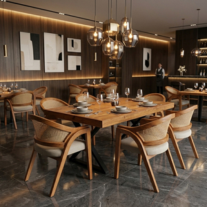 Juego de Mesa de Comedor Trovena de Teca Sólida, Estilo Escandinavo, Moderno, Ecológico, Hecho a Mano, de Lujo y Calidad Comercial, con Patas de Hierro, Superventas - Product Image 3