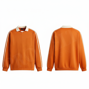 Sudadera Polo Deportiva Casual de Manga Larga con Rayas en Contraste, Corte Holgado, para Otoño e Invierno, Cómoda - Product Image 5