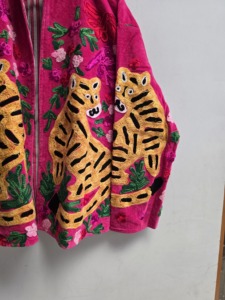 Wholesale Velvet Jacket Tiger With Floral Embroidered Jacket <b>Coat</b> Boho Chic Jacket Women's Outerwear - Product Image 5