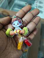 Hadiah Bal Krishna Haldi Kumkum Buatan Tangan Mewah dengan Botol Mini Kumkum & Haldi Dekorasi Bayi Krishna yang Lucu