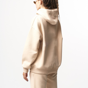 Custom Lightweight Cotton French Terry <b>Zip</b> <b>Hooded</b> Reversible Breathable Oversized Hoodie Sweatpants Set Tracksuit for Women - Product Image 3