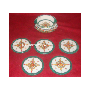 Nouvel ensemble de sous-verres tendance et de qualité supérieure en marbre peint, forme arrondie, pour la maison et les restaurants, idéal pour poser sous les verres. - Product Image 6