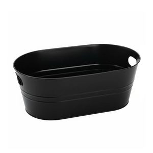 Black Metal Oval <b>Ice</b> <b>Bucket</b> with Side Handles Multipurpose Beverage Chiller Serving Tub Party <b>Table</b> Decor - Product Image 1