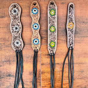 Pulsera con flecos de girasol para mujer, brazalete de cuero de vaca occidental pintado a mano - Product Image 3