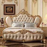 Ensemble de chambre à coucher royal classique moderne de luxe en bois massif sculpté à la main, taille King Size, pour maison, villa, mariage
