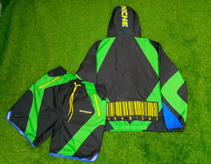 Custom Men's Satin Windbreaker Jacket and Shorts <b>Set</b> Embroidery Print Zip Jogger Tracksuit Quick Dry Summer - Product Image 2