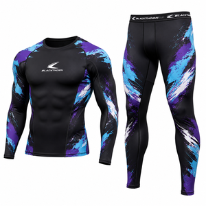 Conjunto de Camiseta y Pantalones de Manga Larga para Hombre, Sublimados, de Secado Rápido, Sin Costuras, para Entrenamiento de MMA - Product Image 1