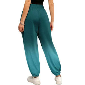 Pantalones Harem TITAN TREAD WEAR para Hombre, Color Verde Azulado Degradado, Cintura Elástica con Cordón, Bolsillos Laterales, Ropa Casual Ligera de Lana para Invierno - Product Image 3