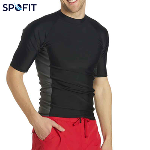Men's Short Sleeve Compression Rash Guard <b>Mock</b> <b>Neck</b> Quick Dry Athletic Base Layer Custom Logo Sports Shirt - Product Image 6