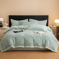 Ensemble de literie 4 pièces de luxe en coton biologique lavé, taille King, avec couette – Vente en gros Chine
