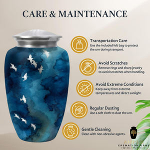 Urne funéraire Blue Sky Birds en aluminium pour cendres humaines, 10 pouces - Product Image 5